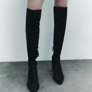 ZARA Black Over the Knee Boots